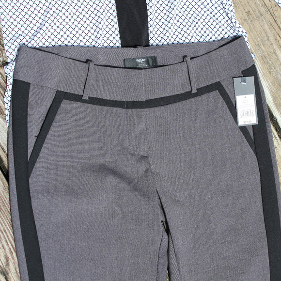 NEW Tuxedo Stripe Gray Stretch Business Slacks, 4 - Picture 5 of 8